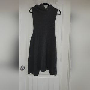 Free People Dark Grey Rib Knit Cowl Neck Sleeveless Long Open Back Top